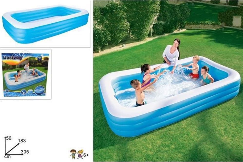 PISCINA GONFIABILE RETTANGOLARE 305 X 183 X 56 CM GIARDINO A 3 ANELLI FAMILY 54009 - 13