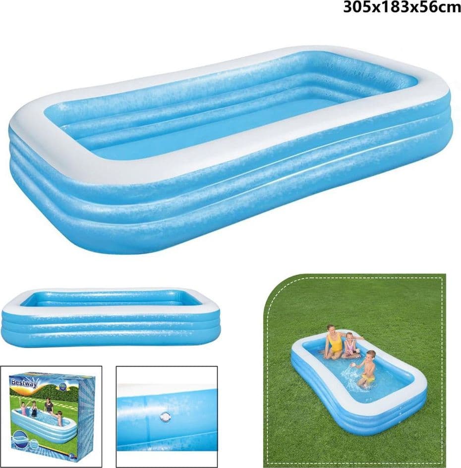 PISCINA GONFIABILE RETTANGOLARE 305 X 183 X 56 CM GIARDINO A 3 ANELLI FAMILY 54009 - 14