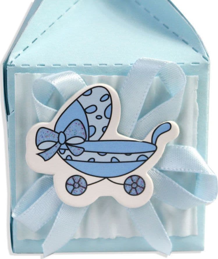12 SCATOLINE PORTA CONFETTI NASCITA BATTESIMO BOMBONIERA AZZURRO BIMBO MASCHIO - 2