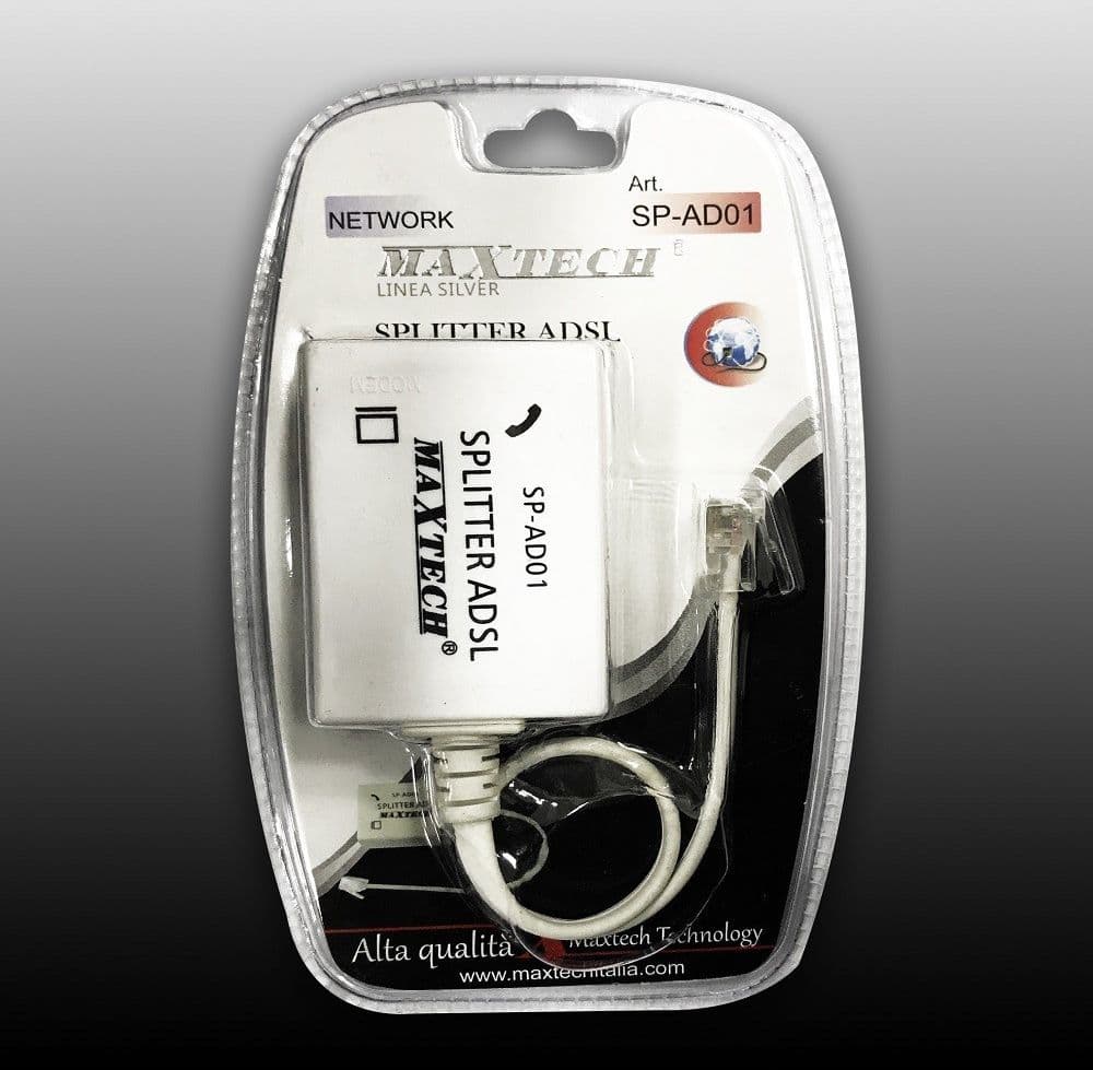 FILTRO ADSL SPLITTER TELEFONICO PLUG RJ11 INGRESSI FEMMINA SDOPPIATORE MAXTECH SP-AD01 - 2