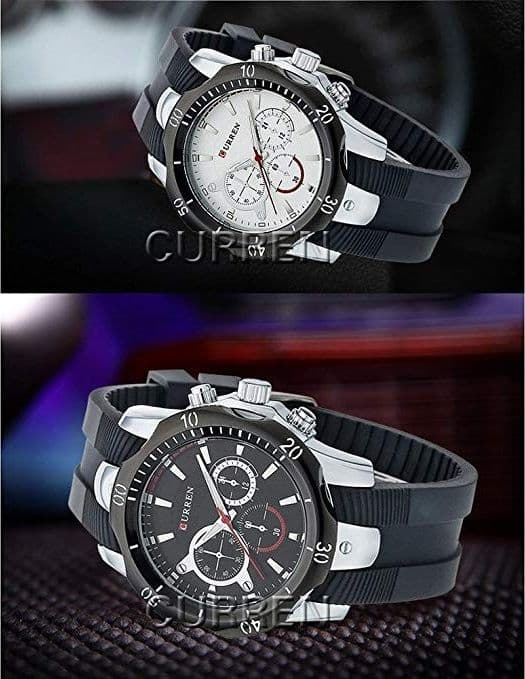 CURREN OROLOGI DI LUSSO MASCHILE QUARZO CINTURINO IN SILICONE SPORT WATCH 8163 - 2