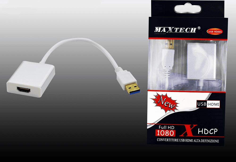 CONVERTITORE VIDEO DA USB A HDMI DA PC A TV MONITOR ADATTATORE FULL HD USB-HD001 MAXTECH - 2