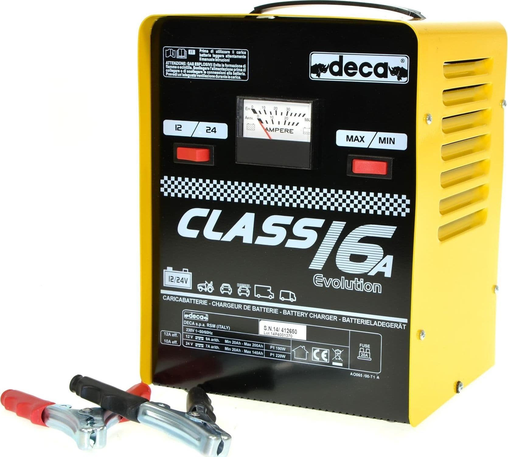 CARICA BATTERIE DECA CLASS 16A - PER MOTO E AUTO 12/24 V - Pb WET CARICABATTERIE