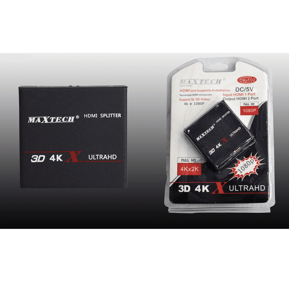SPLITTER SDOPPIATORE 2 PORTE USB HDMI FULL HD 1080P TV PS3 XBOX 3D 4K MAXTECH DK-102 - 3
