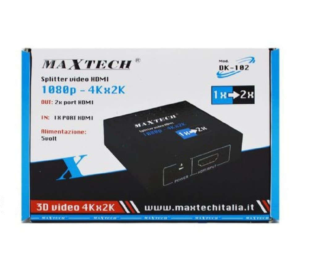 SPLITTER SDOPPIATORE 2 PORTE USB HDMI FULL HD 1080P TV PS3 XBOX 3D 4K MAXTECH DK-102 - 4