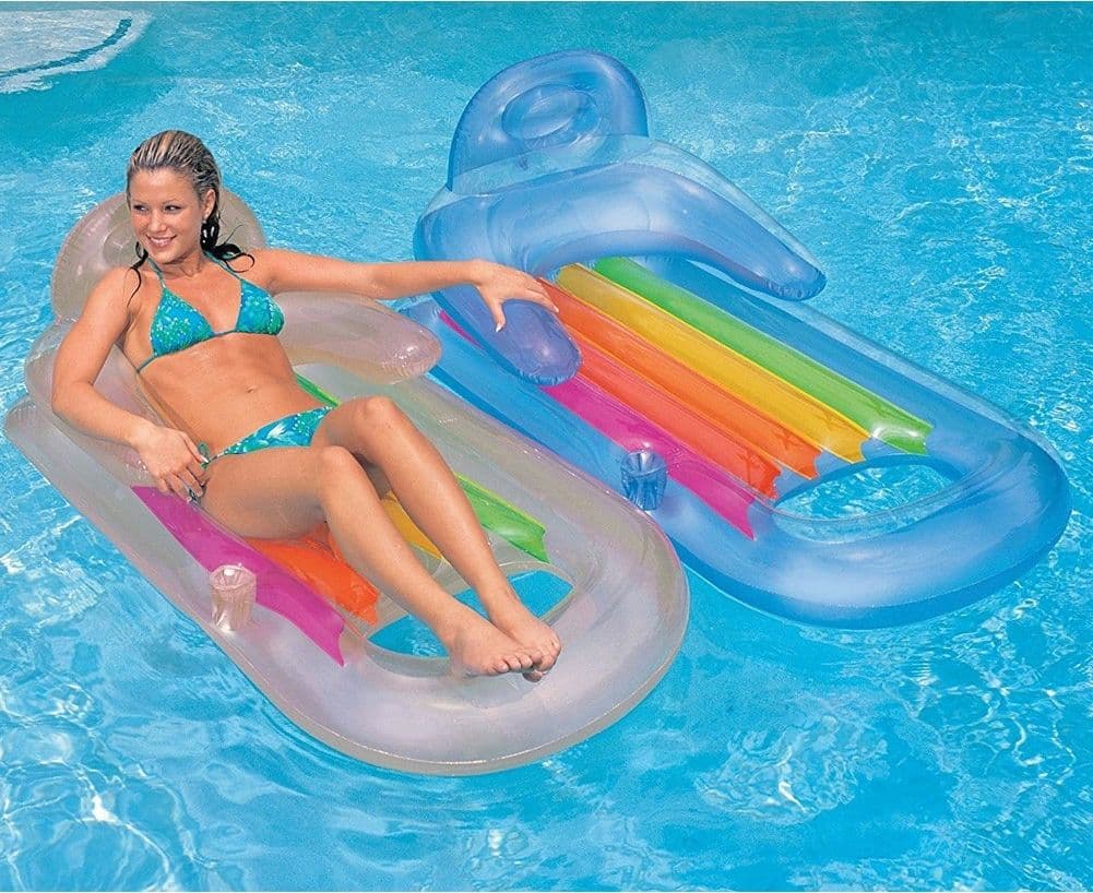 MATERASSINO POLTRONA LETTINO GONFIABILE RELAX MARE PISCINA CON PORTABIBITE 2 COLORI 43028 - 12