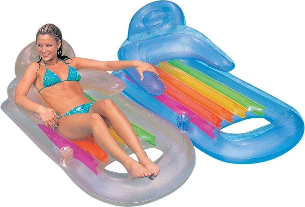 MATERASSINO POLTRONA LETTINO GONFIABILE RELAX MARE PISCINA CON PORTABIBITE 2 COLORI 43028 - 14