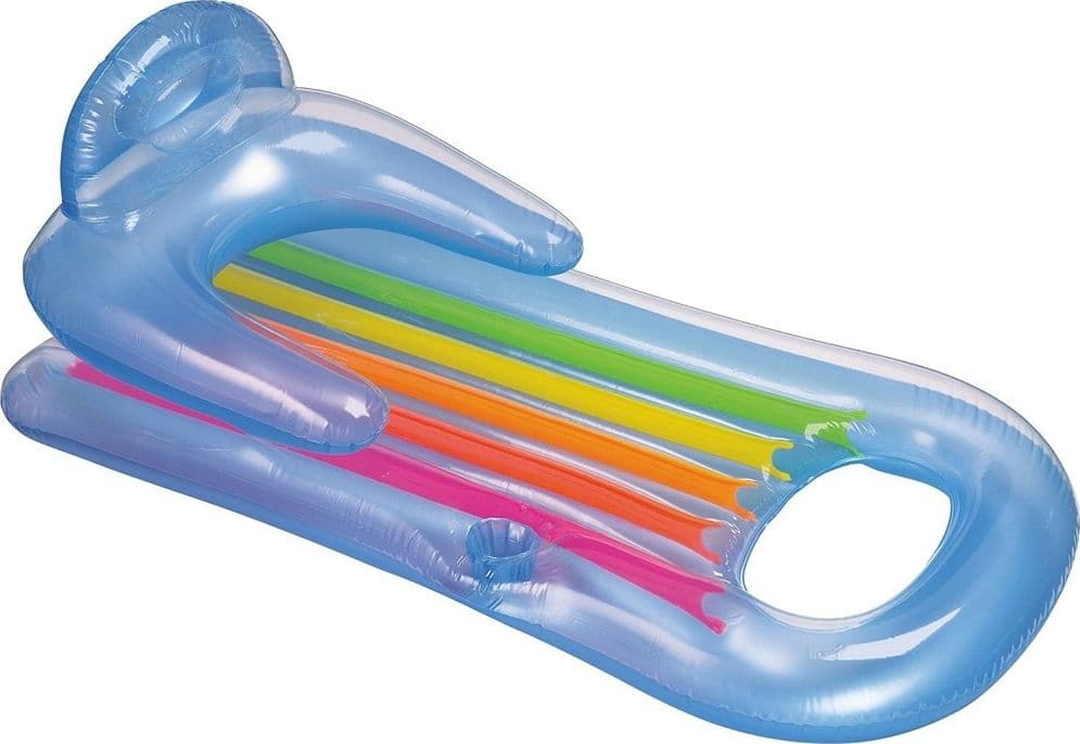 MATERASSINO POLTRONA LETTINO GONFIABILE RELAX MARE PISCINA CON PORTABIBITE 2 COLORI 43028 - 15