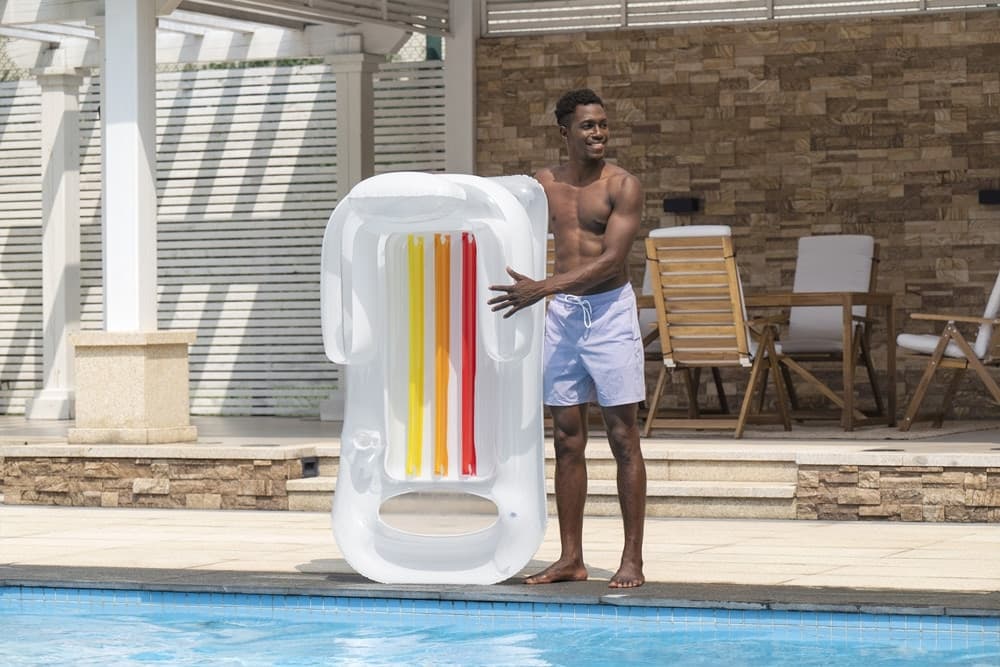 MATERASSINO POLTRONA LETTINO GONFIABILE RELAX MARE PISCINA CON PORTABIBITE 2 COLORI 43028 - 10