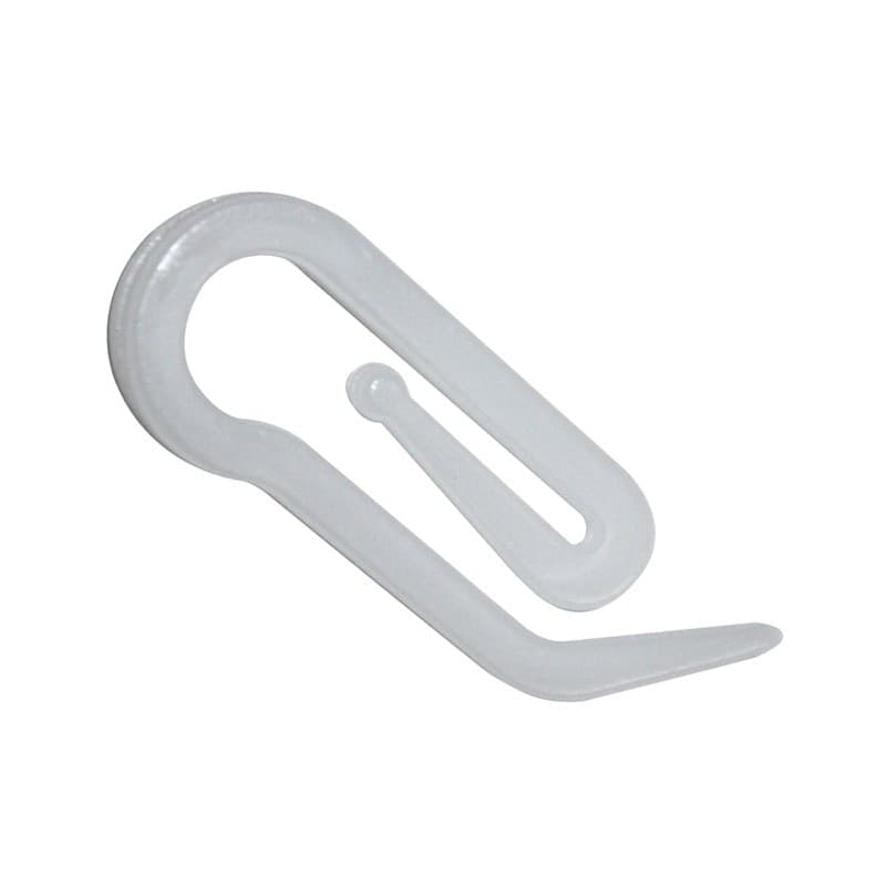 60 PEZZI GANCI IN PLASTICA BIANCO A PROBOSCIDE PAPERA 25MM PER TENDE TENDA - 2
