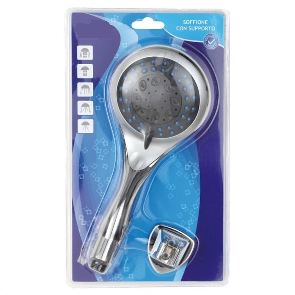 SOFFIONE DOCCIA IN ABS CROMATO MISCELATORE SHOWER DOCCETTA 5 TIPI GETTO - 2