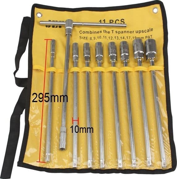 SET CHIAVI A BUSSOLA A T CON IMPUGNATURA EXTRA LUNGA 8 9 10 11 12 13 14 17 19 mm - 2