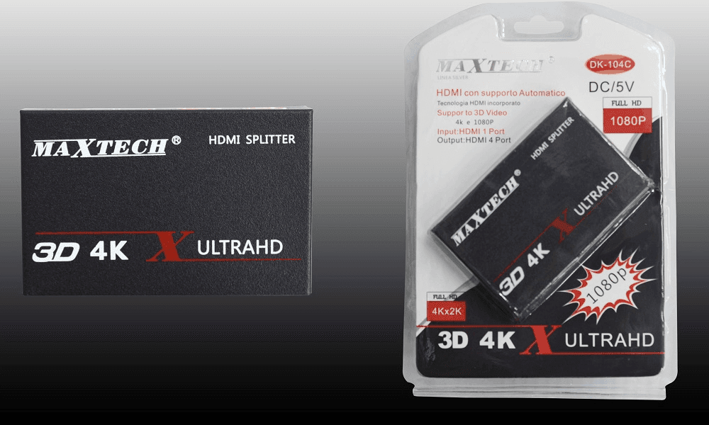 SPLITTER SDOPPIATORE 4 PORTE HDMI FULL HD 1080P PER TV PS3 XBOX 3D 4K MAXTECH DK-104C - 2