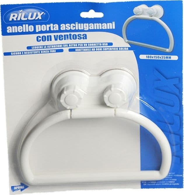 ANELLO PORTA ASCIUGAMANO ASCIUGAMANI OSPITE CON ATTACCO A VENTOSA BIANCO - 2