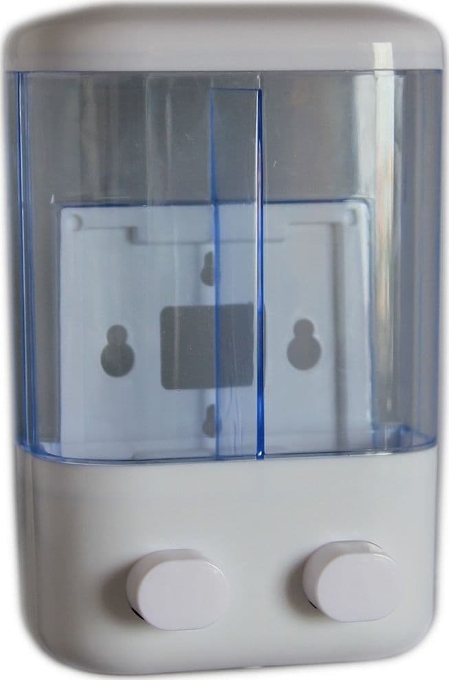 DOPPIO DISPENSER EROGATORE PER SAPONE LIQUIDO 760mL MURO DOSATORE A PARETE BAGNO - 2