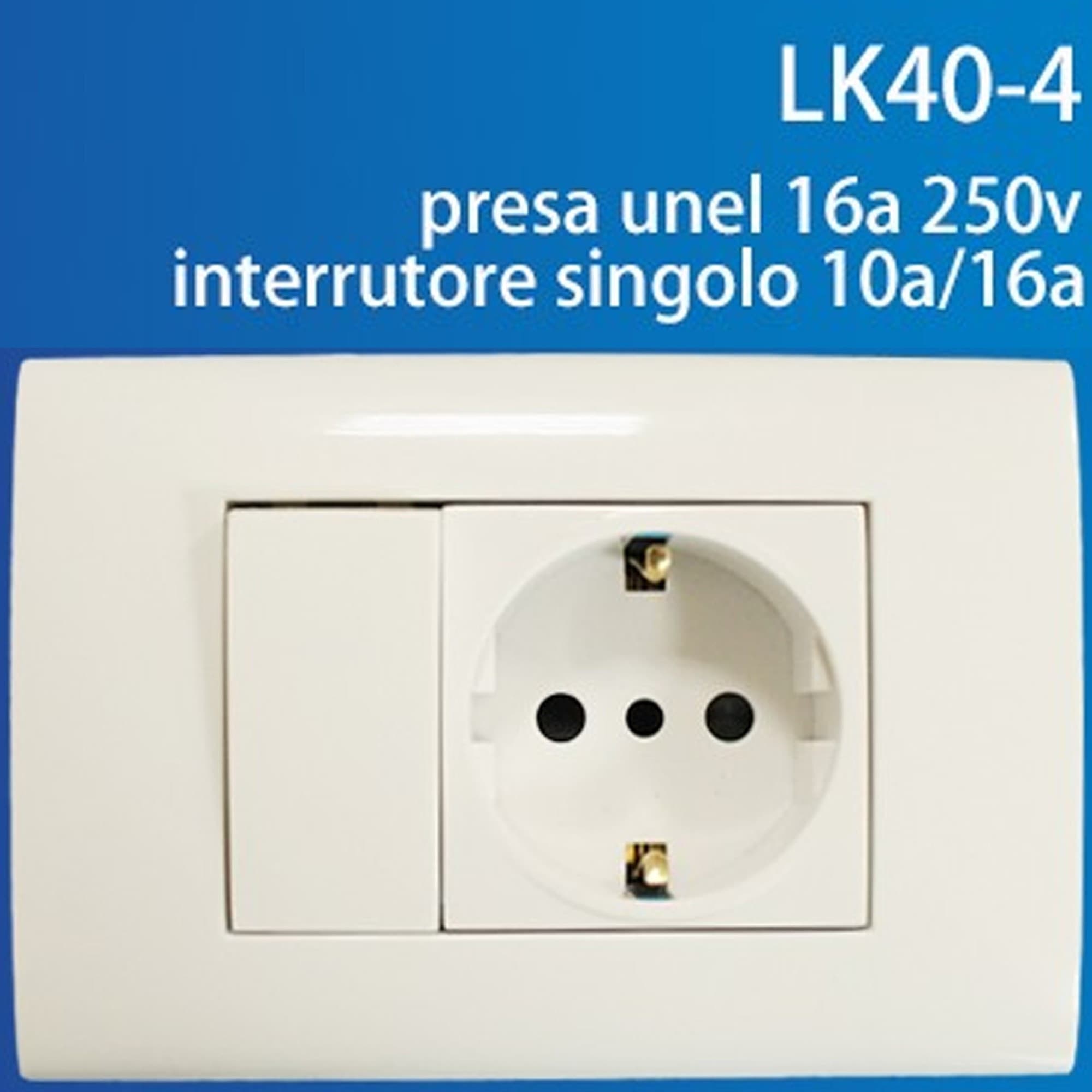 PLACCA PLACCHETTA 2 POSTI COMPLETA 1 INTERRUTTORE PRESA SHUKO INCASSO 503