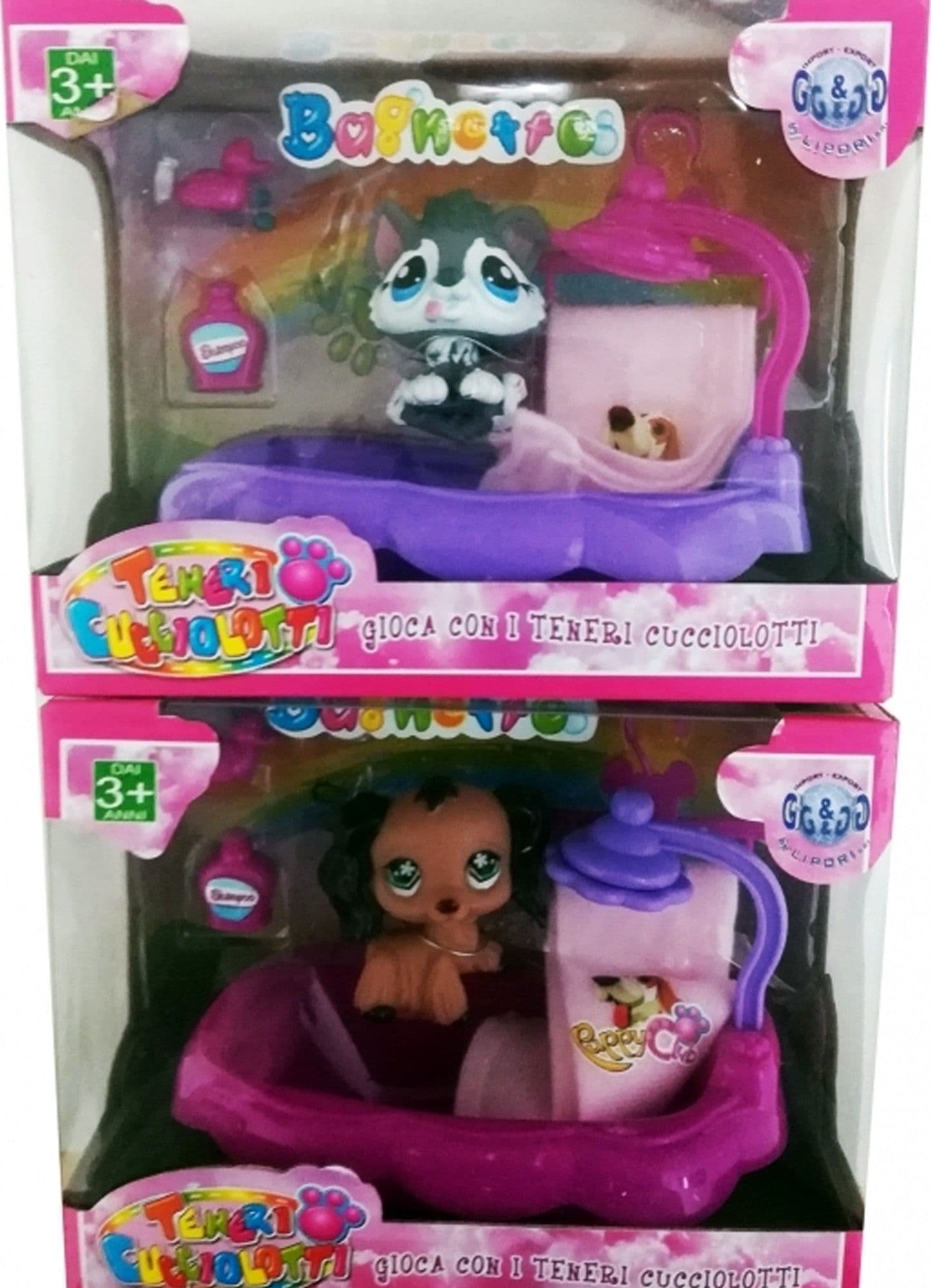 BAGNETTO TENERI CUCCIOLOTTI DOCCIA VASCA SHAMPOO ASCIUGAMANO CANE GIOCO BAMBINI