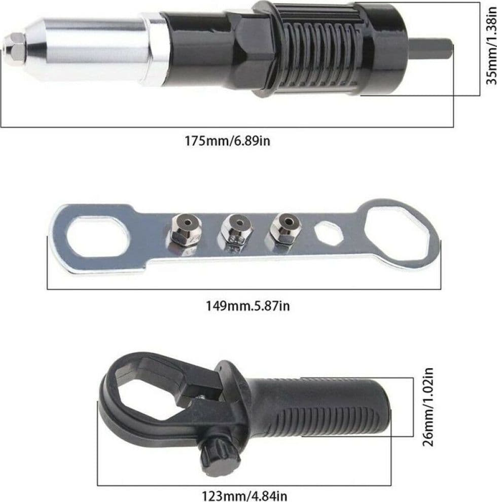 KIT CONVERSIONE DA TRAPANO AVVITATORE A RIVETTATRICE CON IMPUGNATURA TESTINE - 4