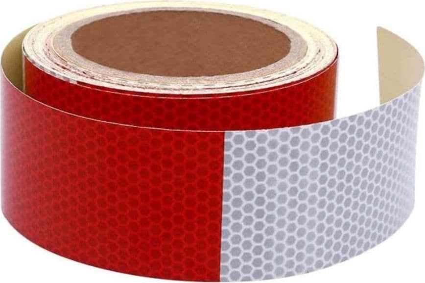 25 METRI NASTRO ADESIVO CATARIFRANGENTE AUTO CAMION ROSSO BIANCO ALTA VISIBILITÁ - 3