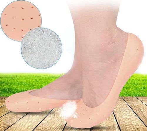 COPPIA CALZINI SALVAPIEDE IN SILICONE GEL ANTISCIVOLO TAGLIA UNICA TRASPIRANTI - 4
