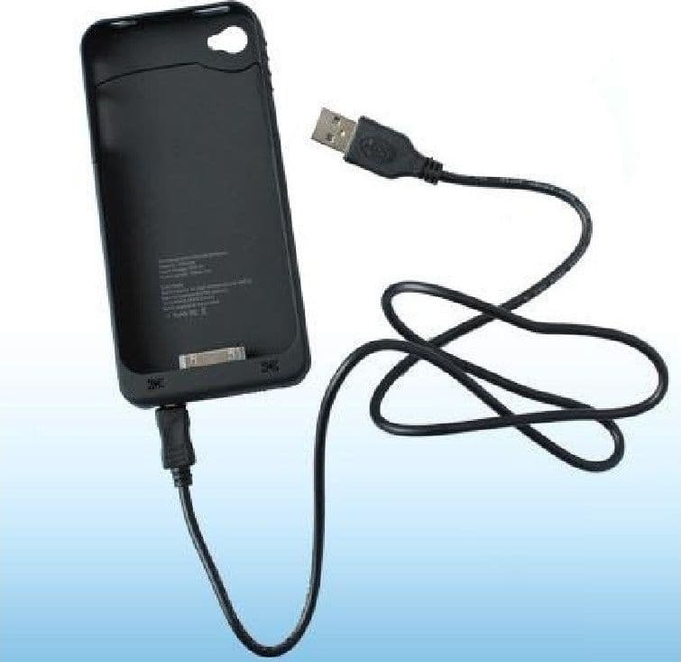CUSTODIA COVER INTERNA CON BATTERIA INTEGRATA X IPHONE 4S 4 RICARICA USB 1800mAh - 5
