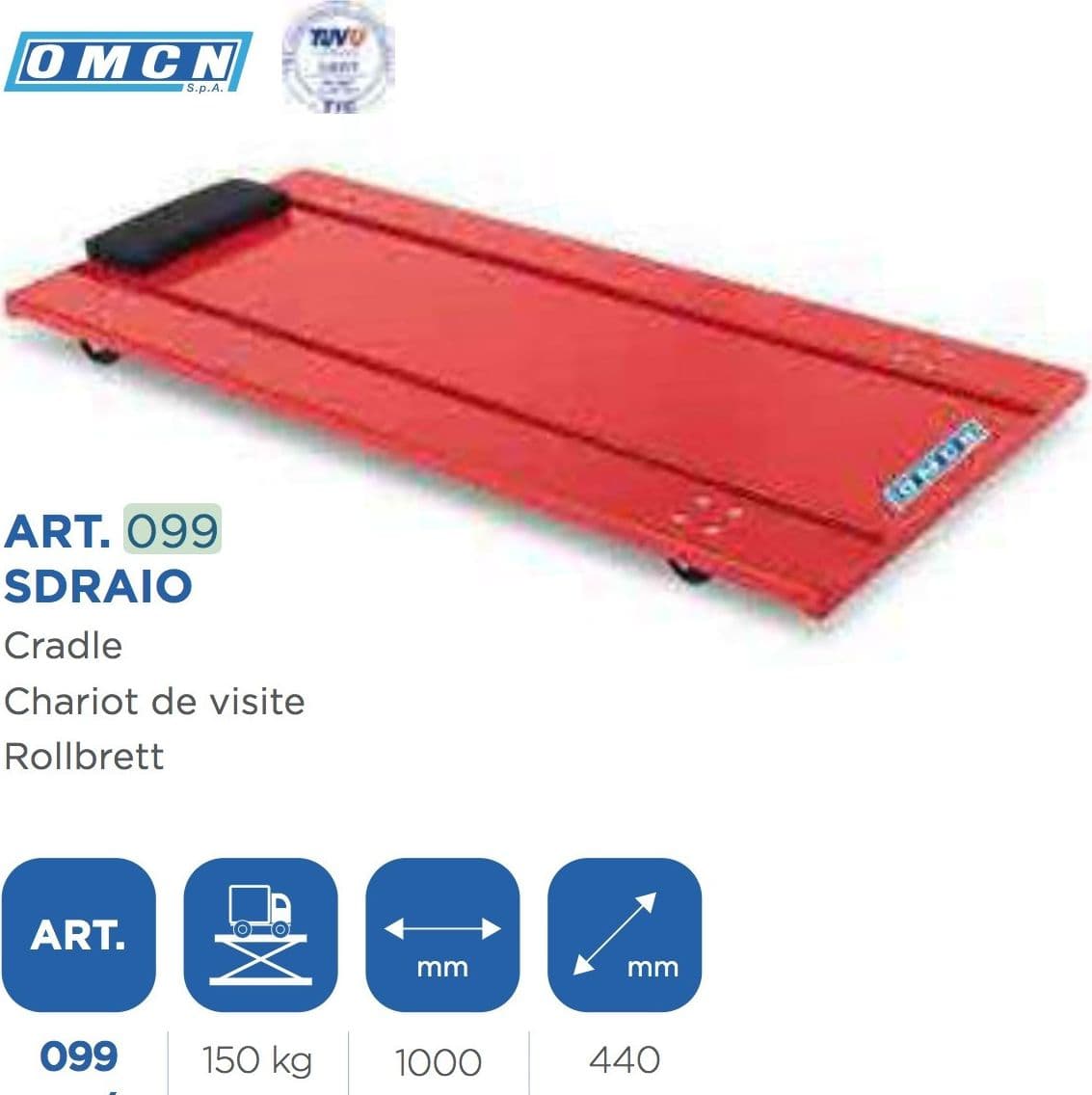 SDRAIO CARRELLO SOTTOMACCHINA SOTTO MACCHINA AUTO PER MECCANICO OFFICINA OMCN099 - 6