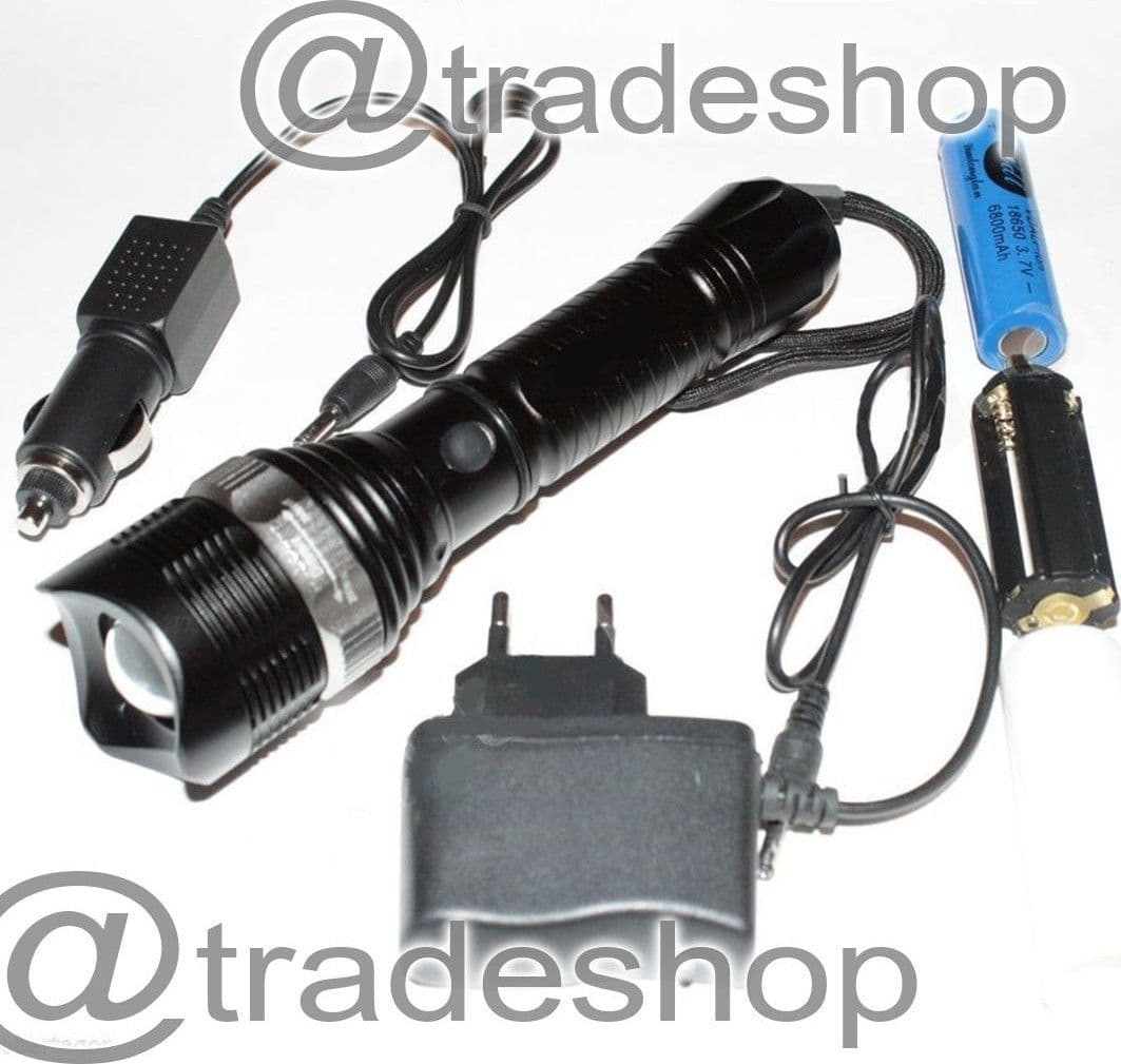 TORCIA LED ALLUMINIO 15000 W RICARICABILE 3.7V CON SEGNALATORI DI EMERGENZA - 2