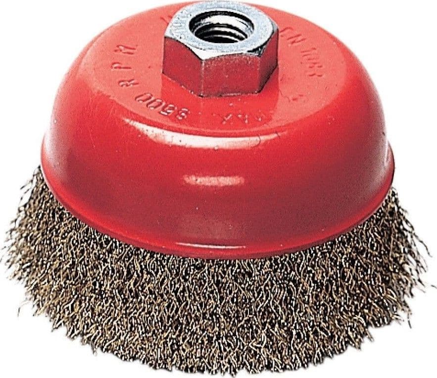 SPAZZOLA A TAZZA FORO 14 DIAM 250 MM FILO ONDULATO OTTONE SMERIGLIATRICE - 2