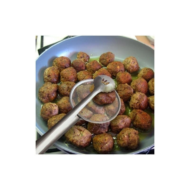 PINZA CON COLINO SCOLA FRITTO FRITTURA A RETINA PALETTA PATATINE ACCIAIO CUCINA - 3