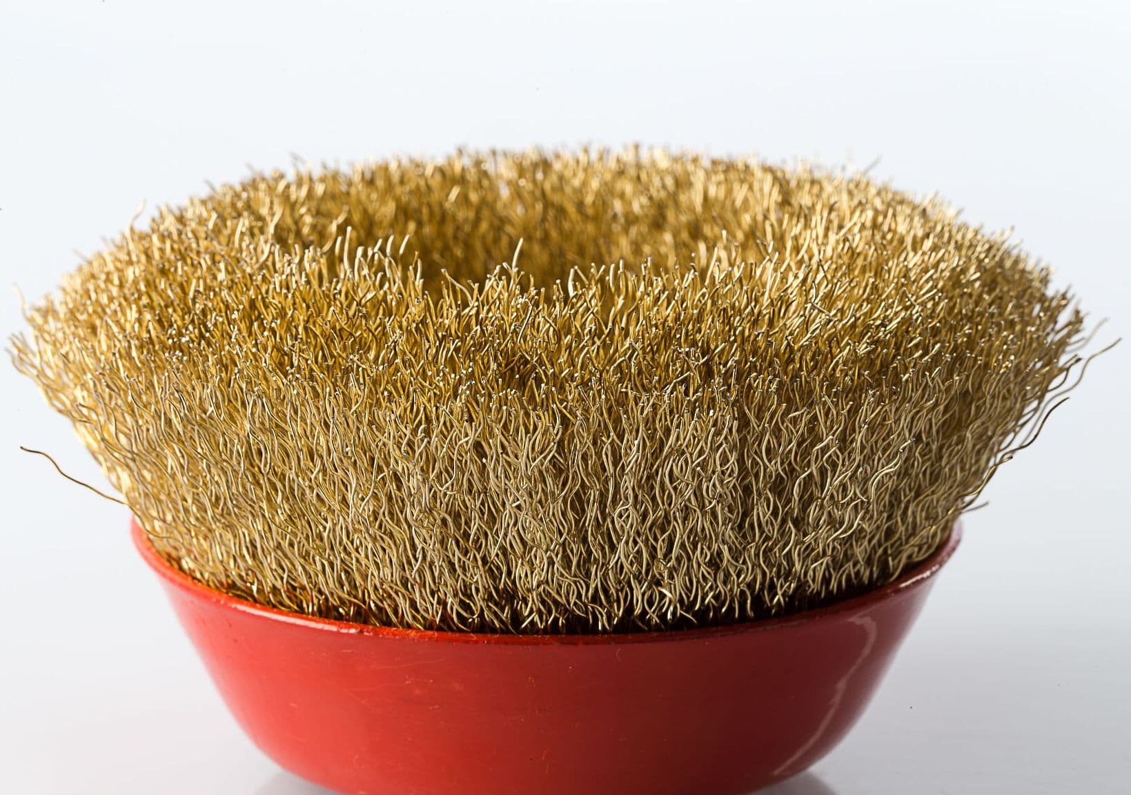 SPAZZOLA A TAZZA CONICA FILI ONDULATI IN OTTONE 75MM X SMERIGLIATRICE ANGOLARE - 2