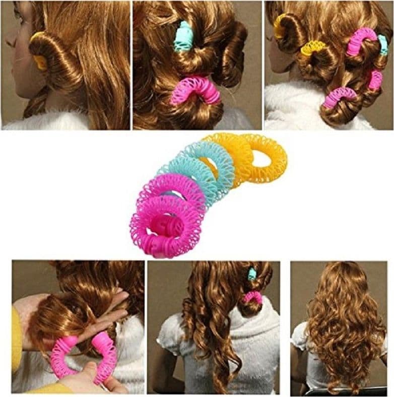 KIT 6 BIGODINI FLAIR ANELLO ELASTICO SPIRALE ARRICCIA CAPELLI BOCCOLI RICCI