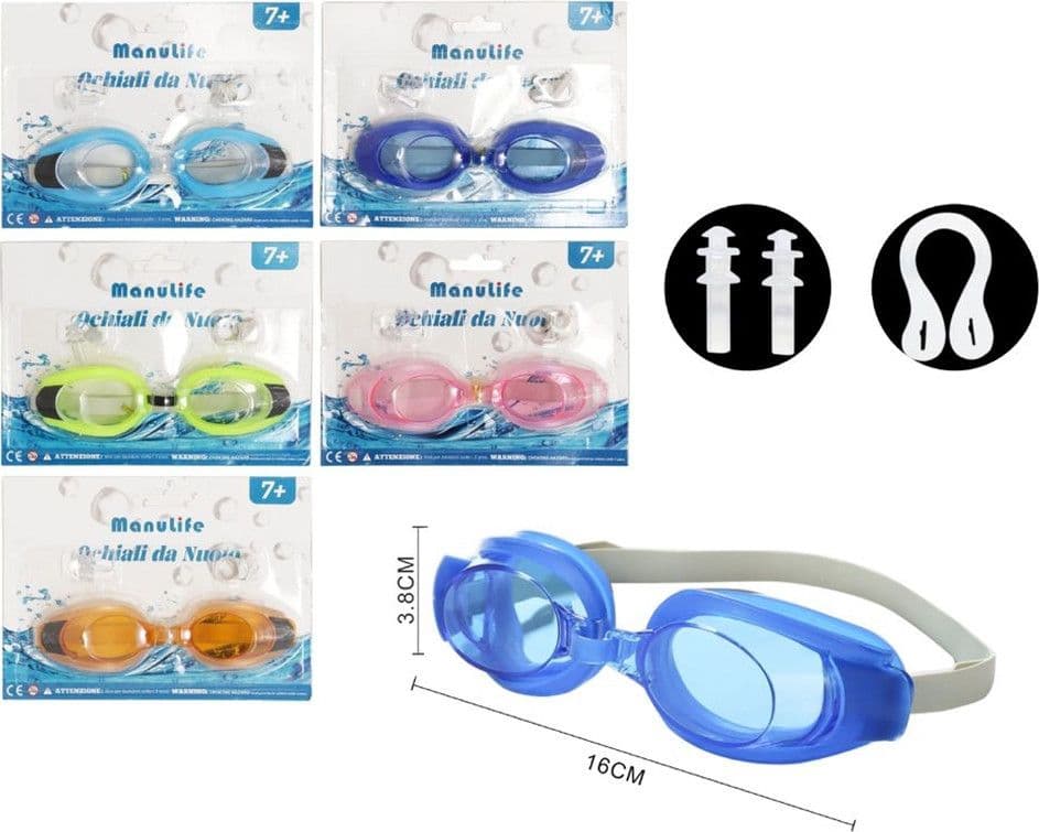 OCCHIALINI NUOTO PISCINA MARE SPORT REGOLABILI TAPPI NASO ORECCHIE ANTIAPPANNAMENTO 605421 - 3