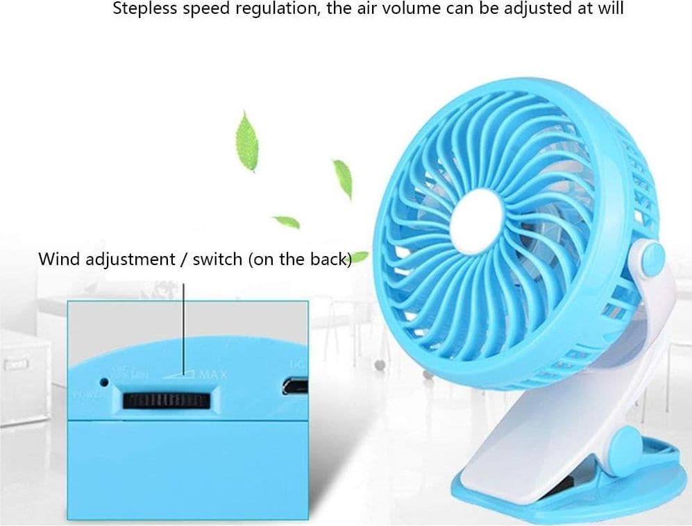VENTILATORE ORIENTABILE A 4 PALE STAND CON PINZA A CLIP ROTAZIONE A 360 GRADI - 5