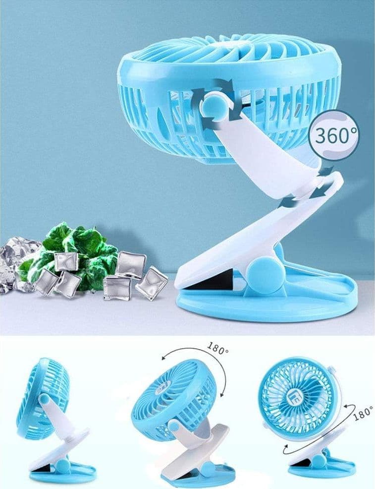 VENTILATORE ORIENTABILE A 4 PALE STAND CON PINZA A CLIP ROTAZIONE A 360 GRADI - 6