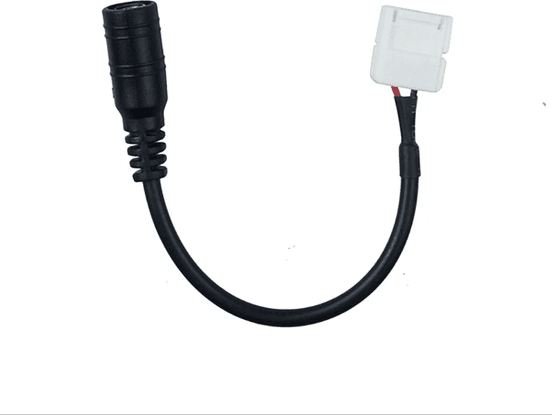 CONNETTORE A CLIP 8MM 2 PIN PER STRIP LED 12V CON CAVETTO JACK FEMMINA DA 2,5MM - 2
