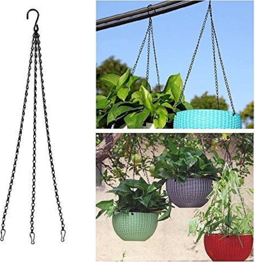 CATENA NERA GANCIO PER APPENDERE VASO FIORI PIANTE FIORIERA LUNGHEZZA 40 CM