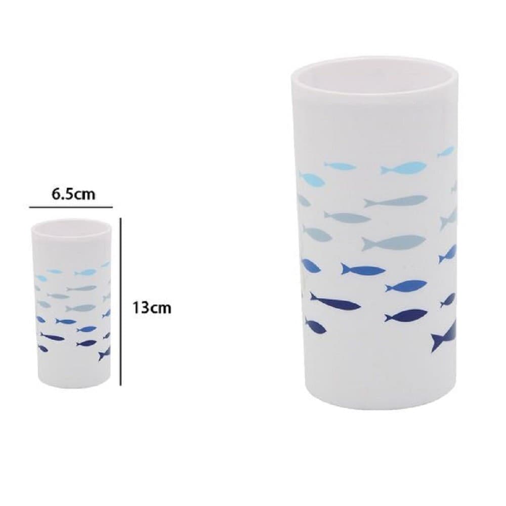 BICCHIERE PORTA SPAZZOLINO BIANCO IN PLASTICA ACCESSORIO BAGNO PESCIOLINI 69881 - 2