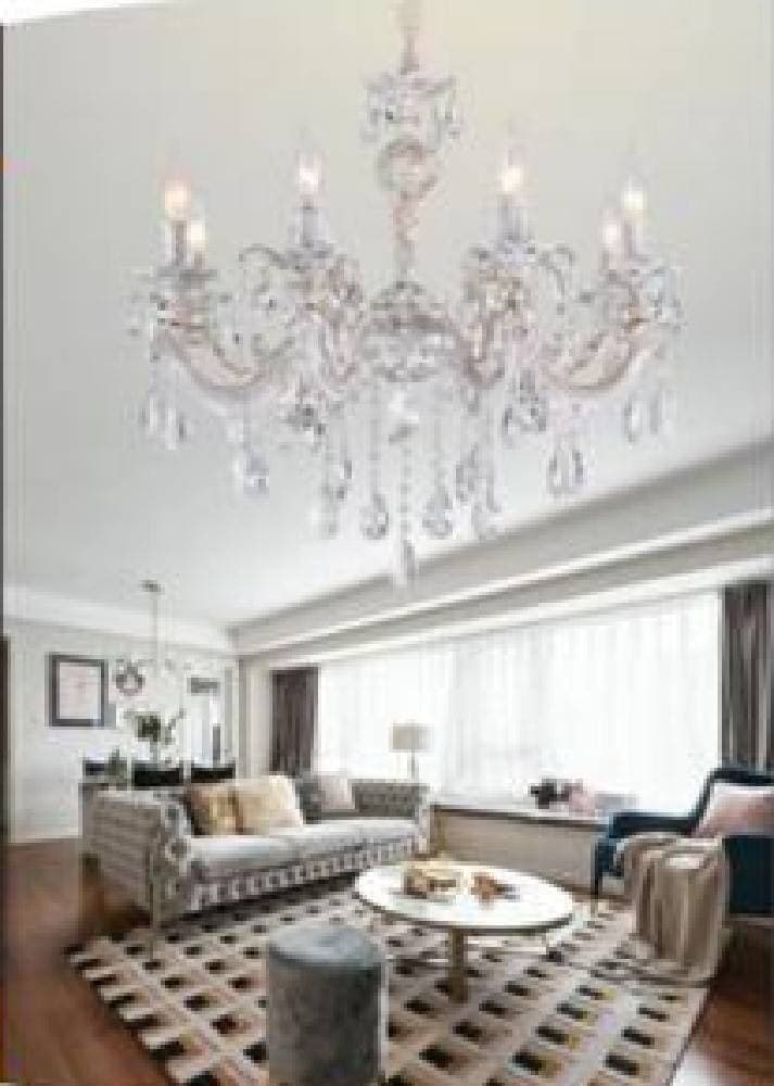 LAMPADARIO SOFFITTO CLASSICO 8 BRACCI ATTACCO E14 VETRO EFFETTO CRISTALLO A01-8 - 2