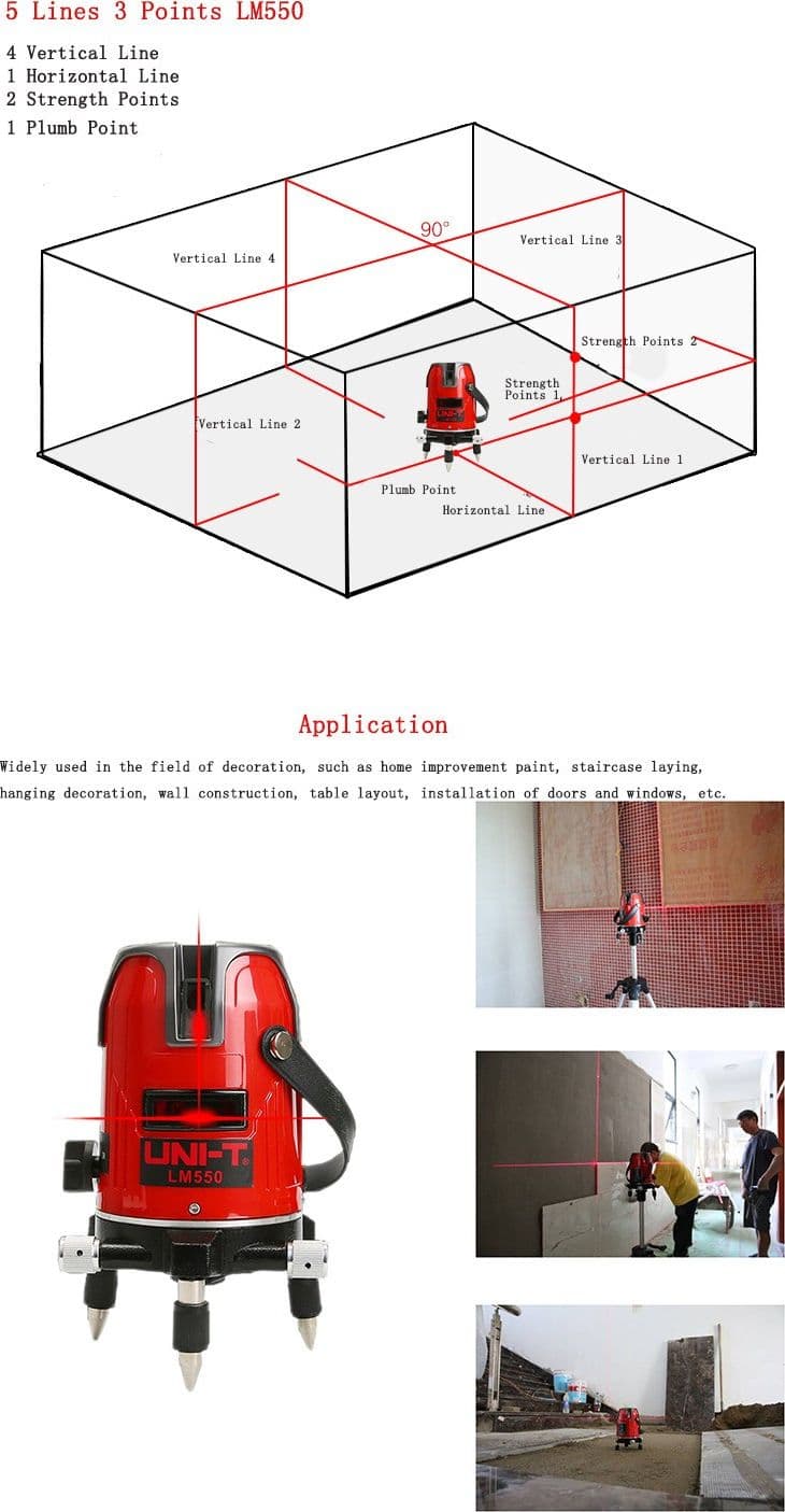 LIVELLA LASER AUTOLIVELLANTE 360º ROTAZIONE BOLLA DIGITALE 5 LINEE TRACCIALINEE - 7