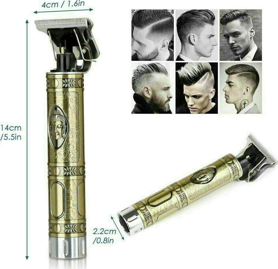 TAGLIA CAPELLI RASOIO ELETTRICO PROFESSIONALE REGOLA BARBA A BATTERIA BUDDHA ORO - 12