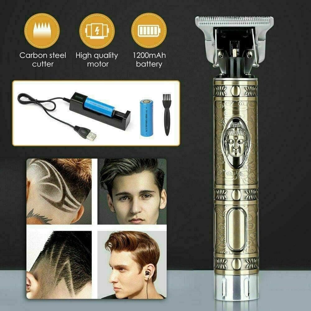 TAGLIA CAPELLI RASOIO ELETTRICO PROFESSIONALE REGOLA BARBA A BATTERIA BUDDHA ORO - 13