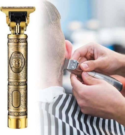 TAGLIA CAPELLI RASOIO ELETTRICO PROFESSIONALE REGOLA BARBA A BATTERIA BUDDHA ORO - 2