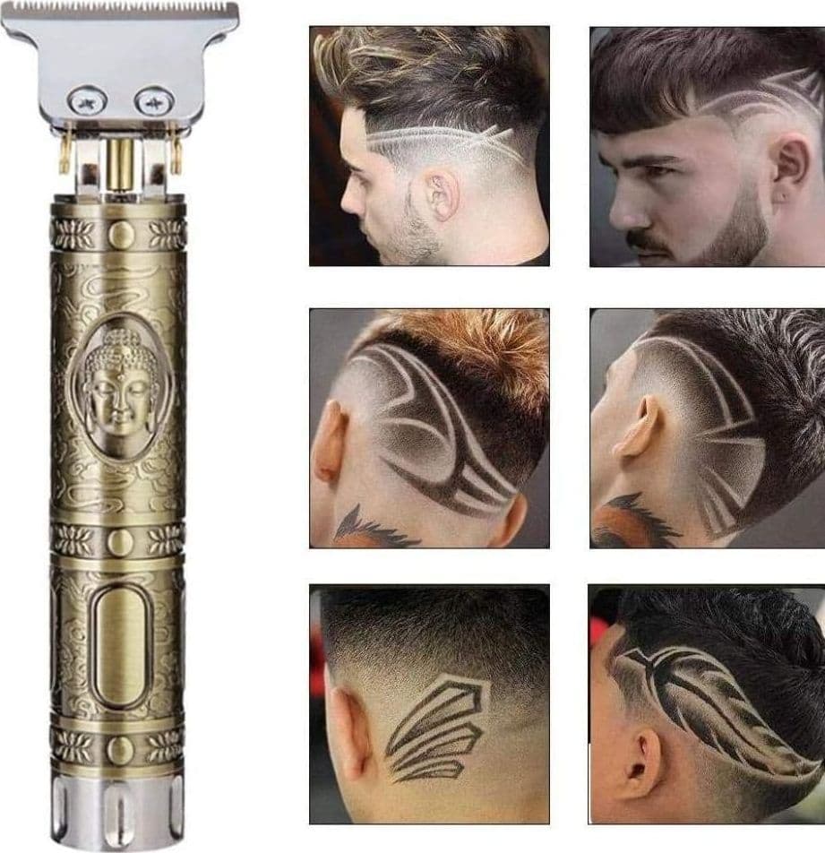 TAGLIA CAPELLI RASOIO ELETTRICO PROFESSIONALE REGOLA BARBA A BATTERIA BUDDHA ORO - 3
