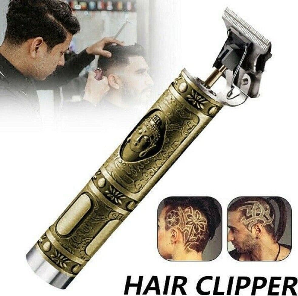 TAGLIA CAPELLI RASOIO ELETTRICO PROFESSIONALE REGOLA BARBA A BATTERIA BUDDHA ORO - 4