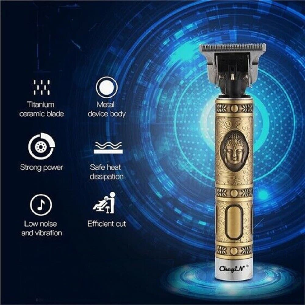 TAGLIA CAPELLI RASOIO ELETTRICO PROFESSIONALE REGOLA BARBA A BATTERIA BUDDHA ORO - 5