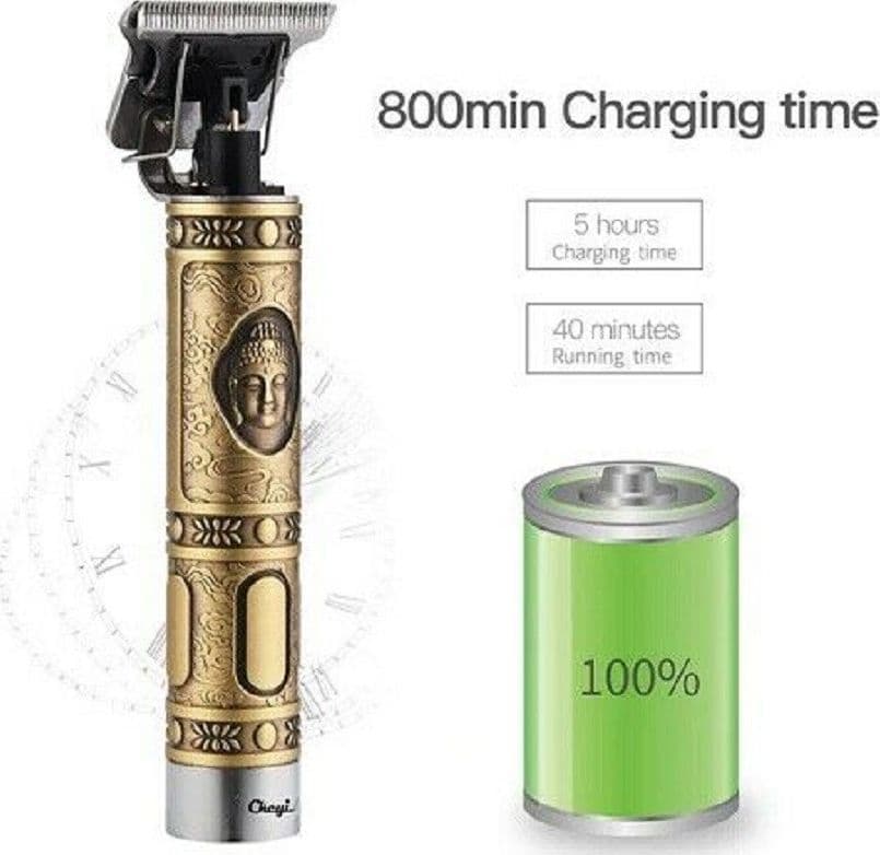 TAGLIA CAPELLI RASOIO ELETTRICO PROFESSIONALE REGOLA BARBA A BATTERIA BUDDHA ORO - 7
