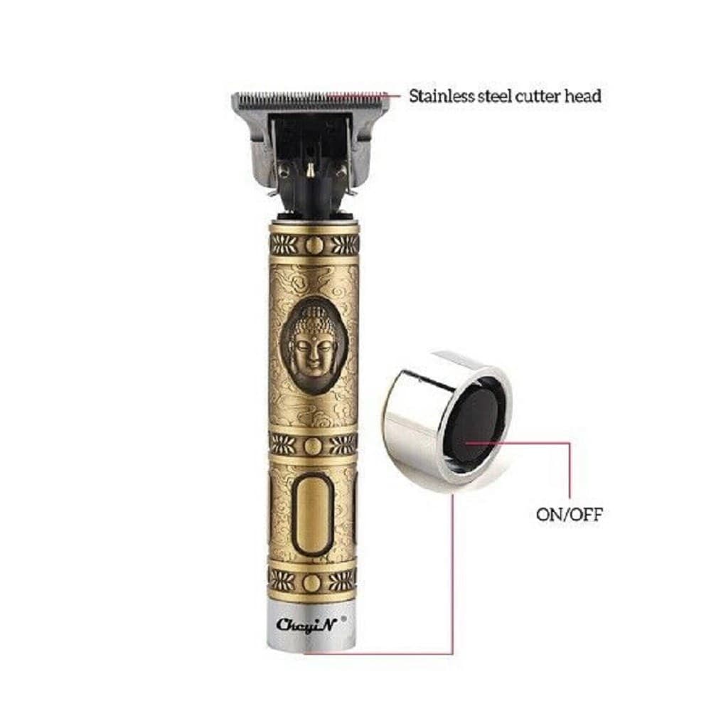 TAGLIA CAPELLI RASOIO ELETTRICO PROFESSIONALE REGOLA BARBA A BATTERIA BUDDHA ORO - 10