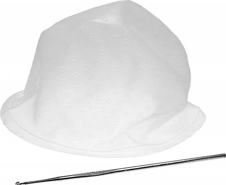 CUFFIA FORATA SILICONE PER MECHES COLPI LUCE SOLE CON UNCINETTO TINTA PARRUCCHIERE - 2