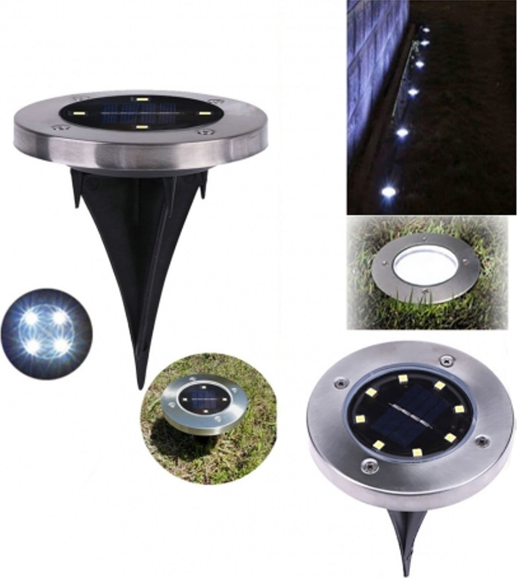 PICCHETTO SEGNAPASSO BIANCO FREDDO PANNELLO SOLARE LED WATERPROOF ILLUMINAZIONE