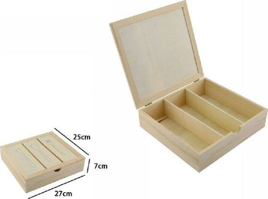 PORTAPOSATE PORTA POSATE CONTENITORE 3 POSTI IN LEGNO STOVIGLIE 27X25X7CM 74023A